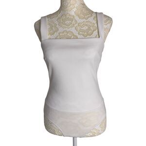 Lulus Bodysuit Tank Top Blouse Square Neck Cream Ivory S NWT